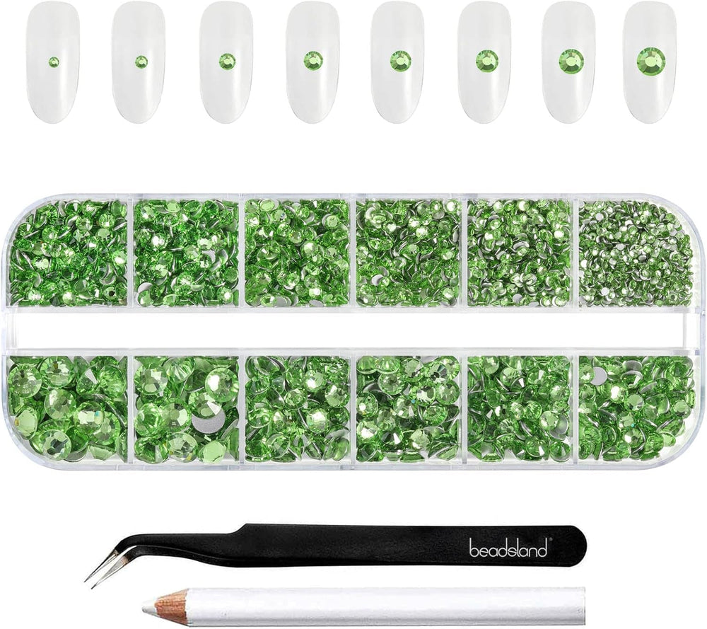 Beadland 2500Pcs Verre Nailart Strasssteine ​​​​Kristall Flatback Edelsteine ​​​​Runde, ​​​​pour Handwerk Gemischt 8 Größen SS4 ~ SS30 Mit Picking Pinzette Und Stift (Kristall Weiss)