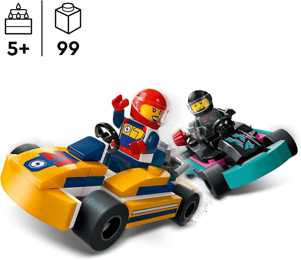 LEGO City Go-Karts avec pilotes, ensemble de 2 figurines pilotes et voitures de course, jouet de voitures pour garçons et filles de 5 ans, cadeau amusant pour les enfants 60400 ensembles de construction Besuche den LEGO-Store
