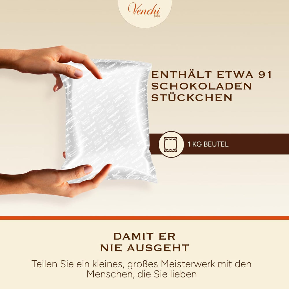 Venchi - Cremino Extra Black Chocolate - Chocolat noir à la pâte d'amande et "Noisettes des forêts du Piémont IGP", 1 kg, sans gluten, sans colorants et sans conservateurs