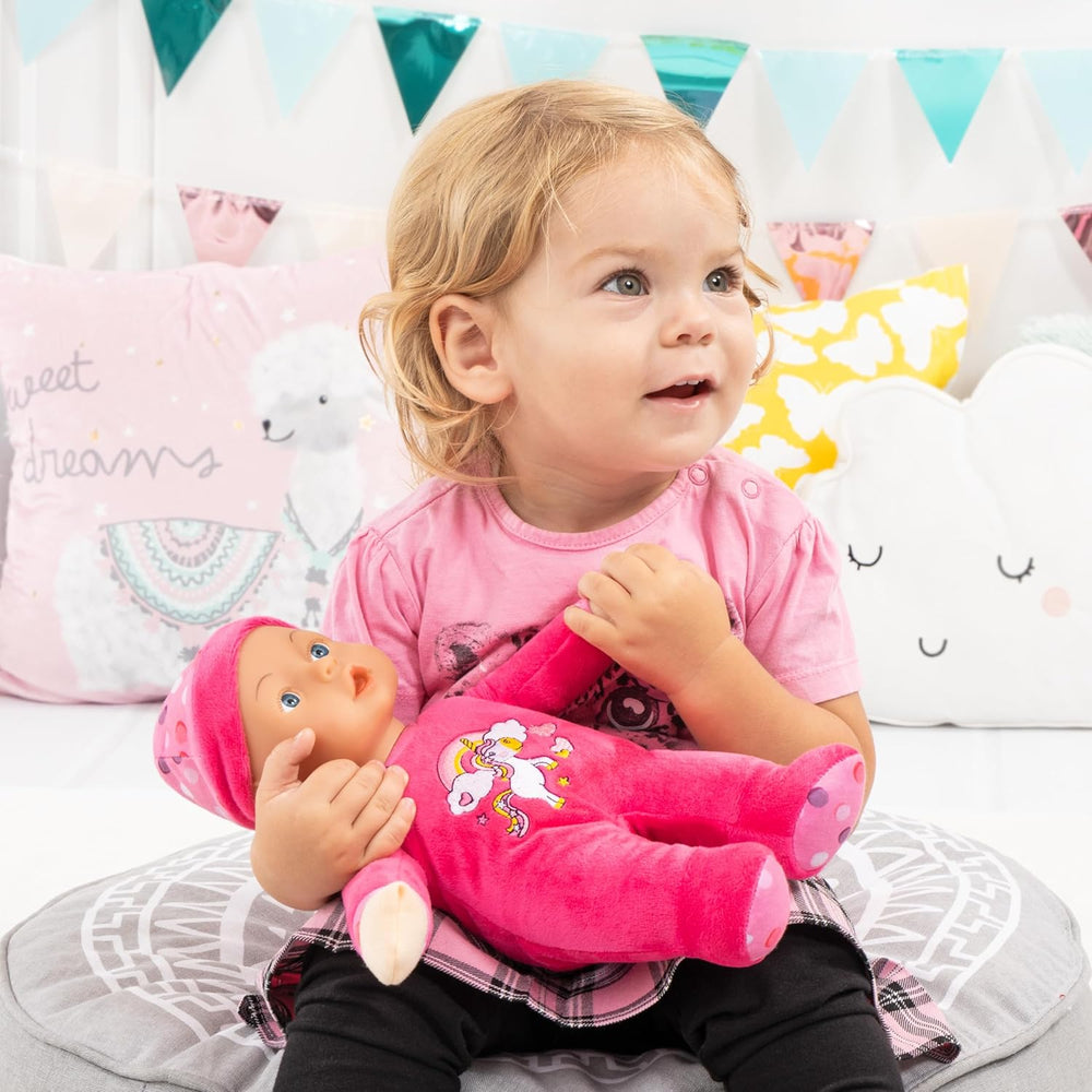 Bayer Design 93029AC Poupée bébé, Spielpuppe, Kuschelpuppe, weich, ca. 30 cm, Rosa, Einhorn