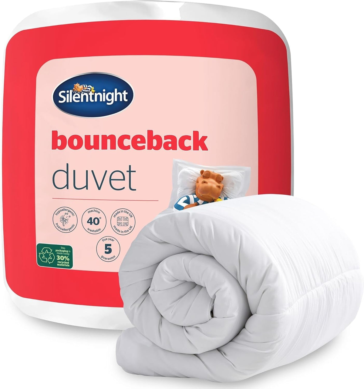 Couette Silentnight Bounceback, 13,5 Tog, King Size, mélange de coton, blanc, couettes et couettes King Size Naty Shop Lit simple King Size 13,5 Tog
