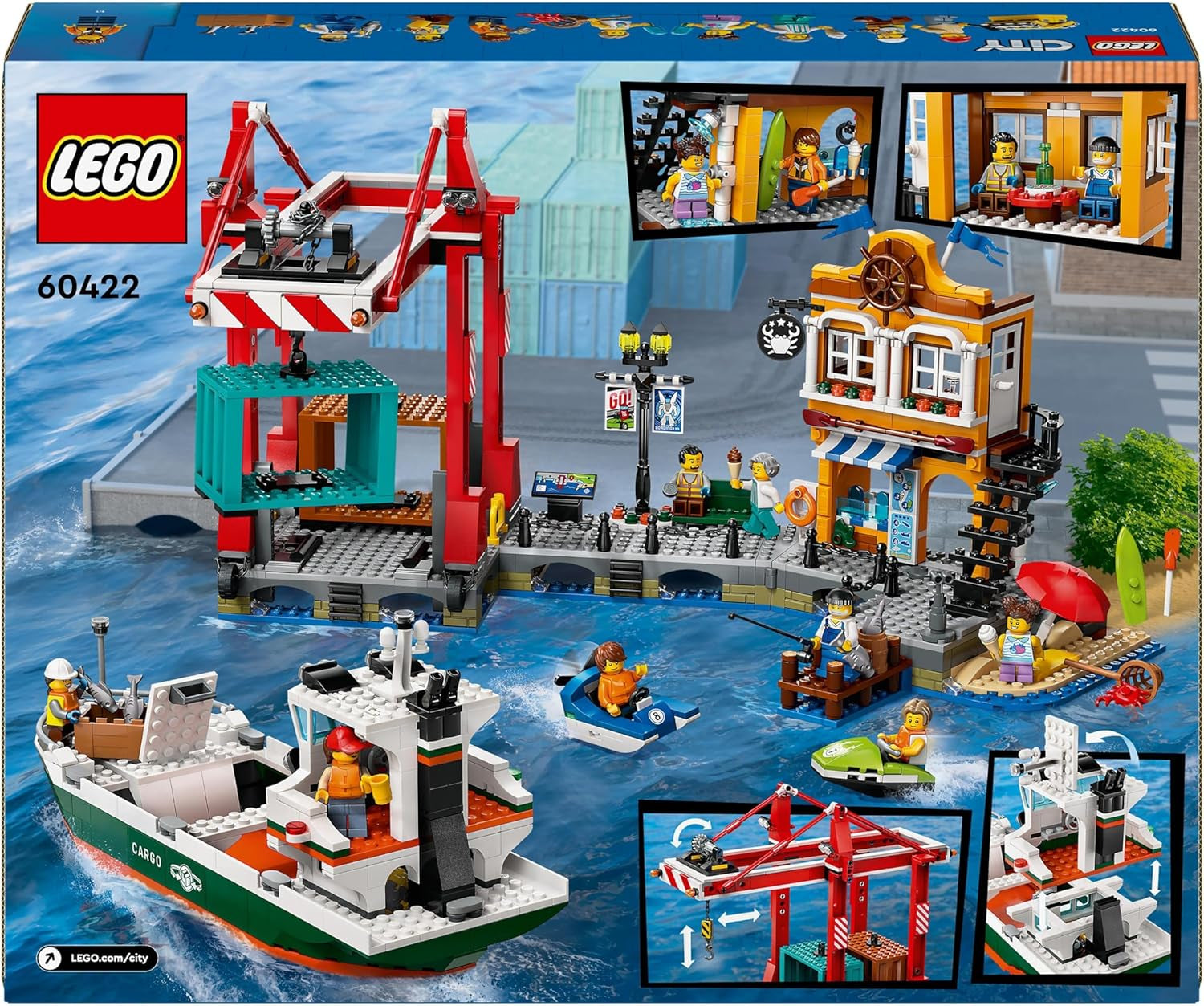 Port LEGO City avec cargo, jouet de construction pour garçons et filles à partir de 8 ans, idée cadeau pour enfants, grue à conteneurs, bateau jouet et 8 figurines 60422 Jeux de construction Besuche den LEGO-Store