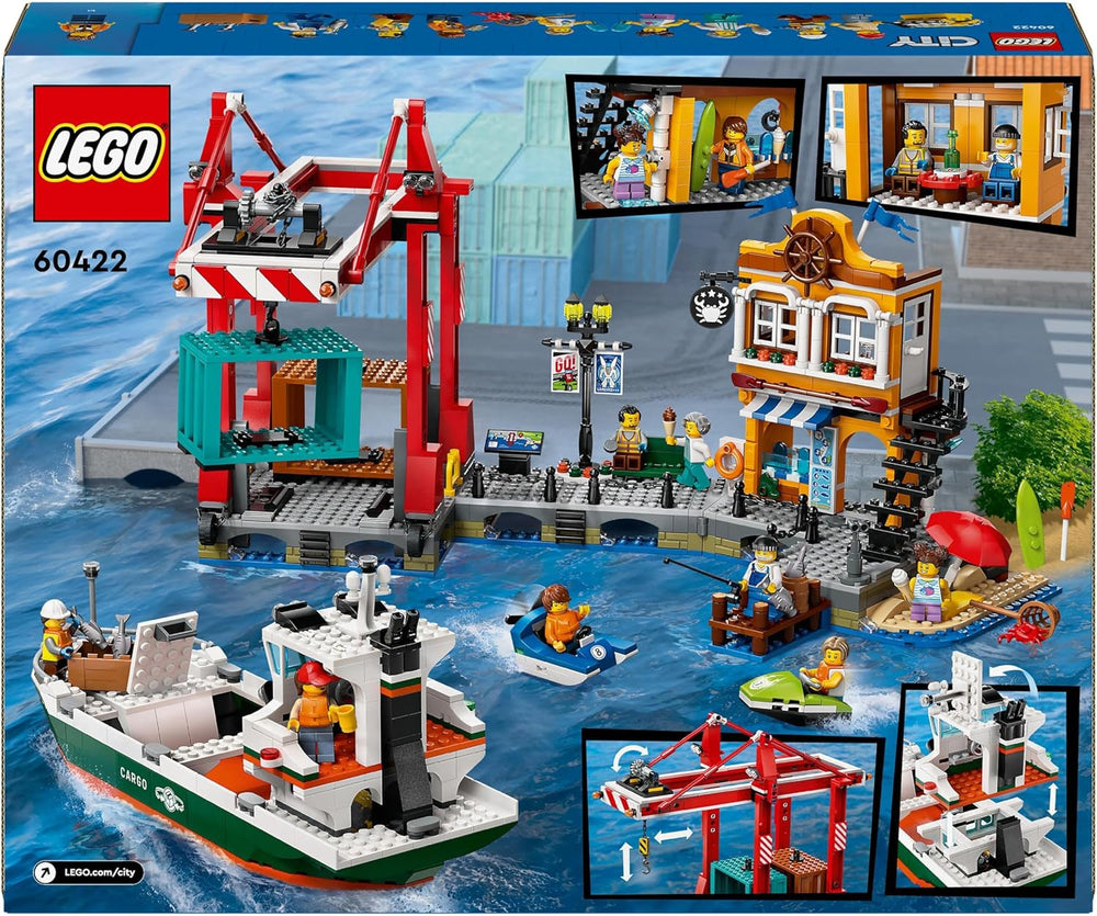 Port LEGO City avec cargo, jouet de construction pour garçons et filles à partir de 8 ans, idée cadeau pour enfants, grue à conteneurs, bateau jouet et 8 figurines 60422 Jeux de construction Besuche den LEGO-Store