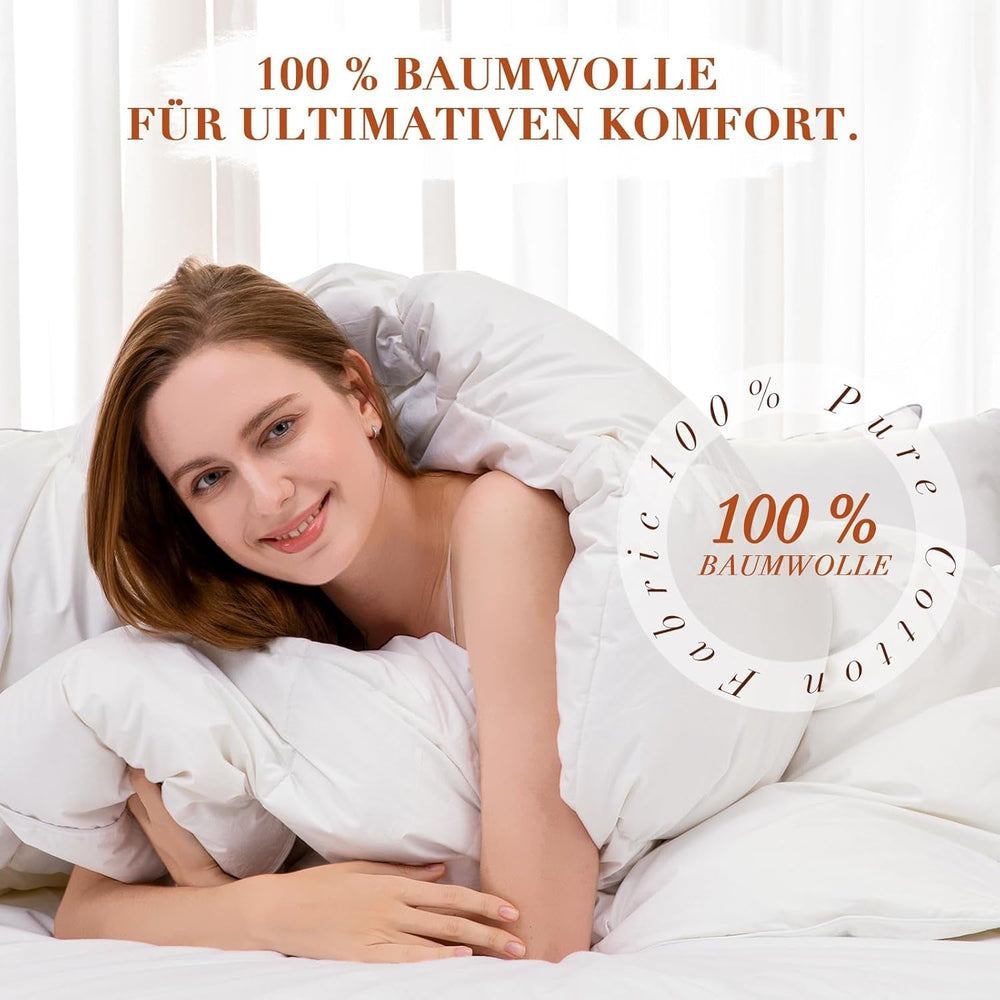 Couette en duvet 135x200 toutes saisons 100% coton couette 4 saisons 135x200 avec duvet d'oie et plumes boîte à chicane 3D très moelleuse couettes et couettes chaleur moyenne Naty Shop