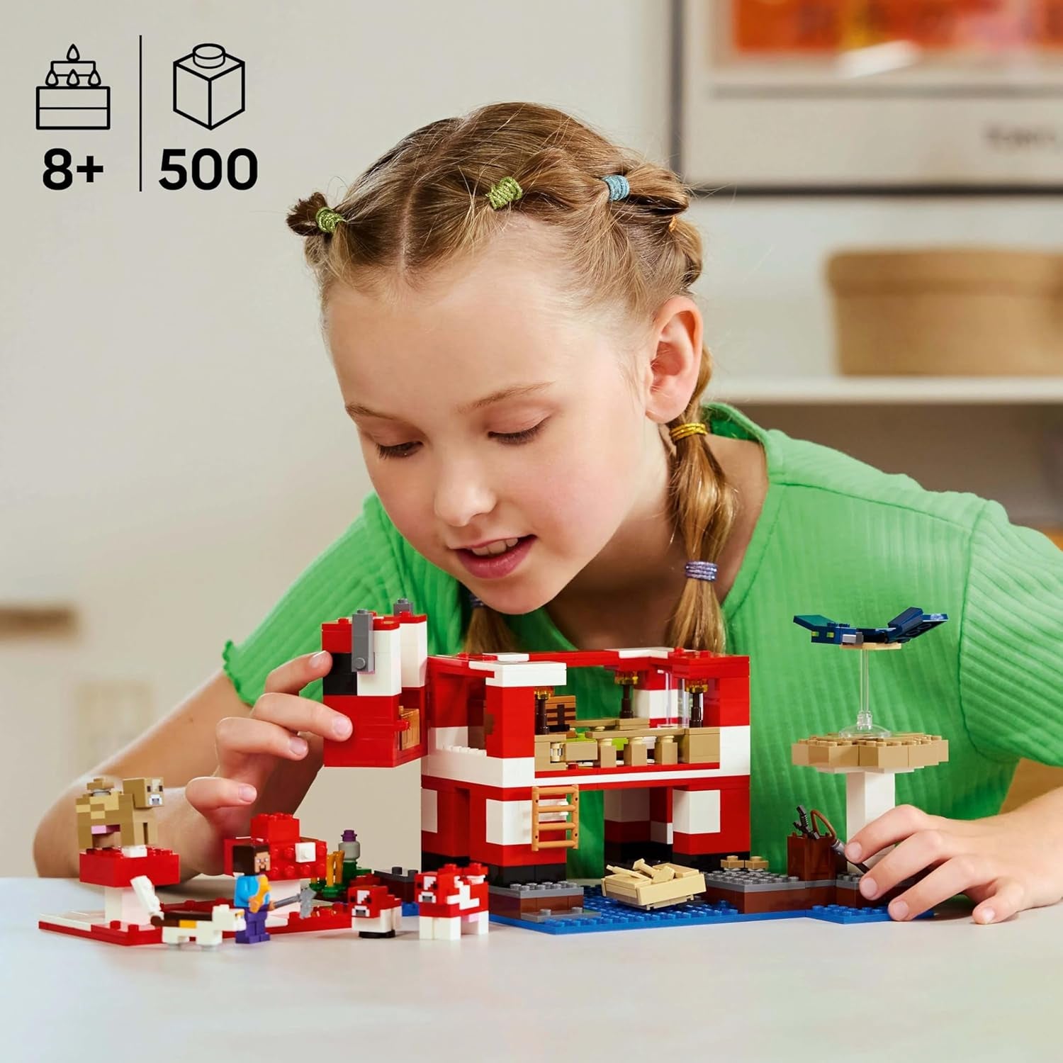 LEGO Minecraft La maison de la vache champignon Jeu vidéo de construction Modèle Mushroom Land avec figurines Steve et autres personnages Ensemble de jeu pour garçons et filles de 8 ans 21270 Jeux de construction Beuche den LEGO-Store