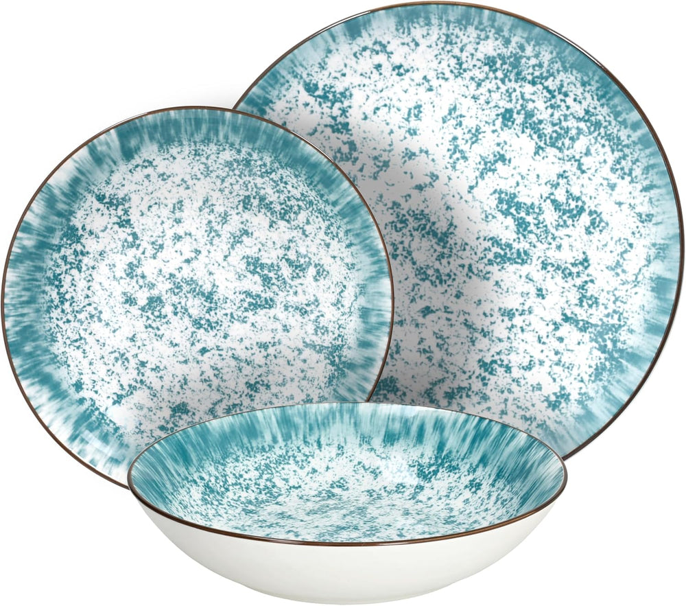 Kalos, service de vaisselle pour 6 personnes, 18 pièces, porcelaine, bleu clair