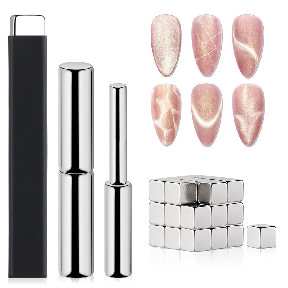 SAVILAND 4X Aimant œil de chat haut de gamme pour les yeux : Aimant 3 en 1 pour les yeux en perles rondes en néodyme N35 Aimant ultra puissant pour les yeux de chat Präzise 3S Formung Cat Eye Gel Aimant pour les yeux de chat