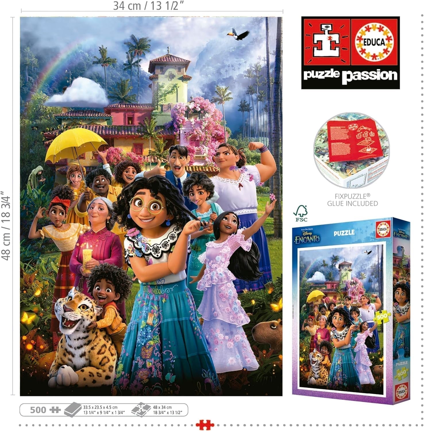 Educa - Puzzle 500 pièces pour adultes | Disney Encanto, puzzle 500 pièces pour adultes et enfants à partir de 11 ans, puzzle pour enfants (19572) Puzzle Naty Shop