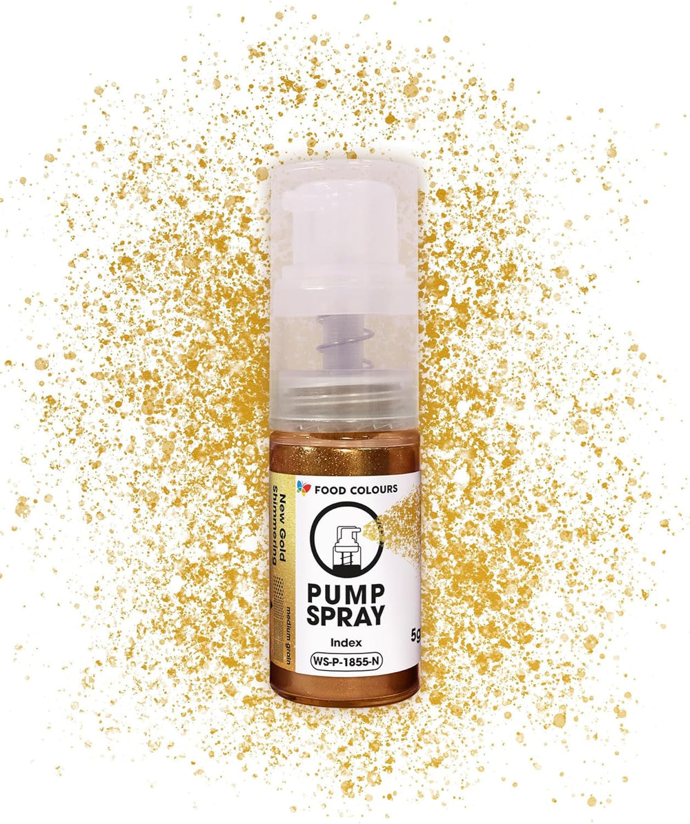 Spray alimentar cu sclipici comestibil NOUĂ pompă SILVER SHIMMERING 5G cu pudră metalică pentru decorarea rapidă și eficientă a prăjiturilor, cremelor, jeleurilor, pralinelor, decorațiunilor din ciocolată și zahăr