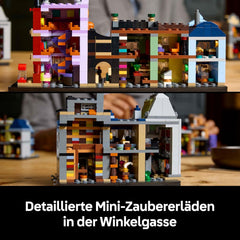 LEGO Harry Potter Die Zauberläden der Winkelgasse - Miniaturstraße zum Ausstellen - 12 Mikrofiguren zum Sammeln, inkl. Harry Potter, Draco Malfoy, Hermine Granger - Geschenk für Erwachsene 76444