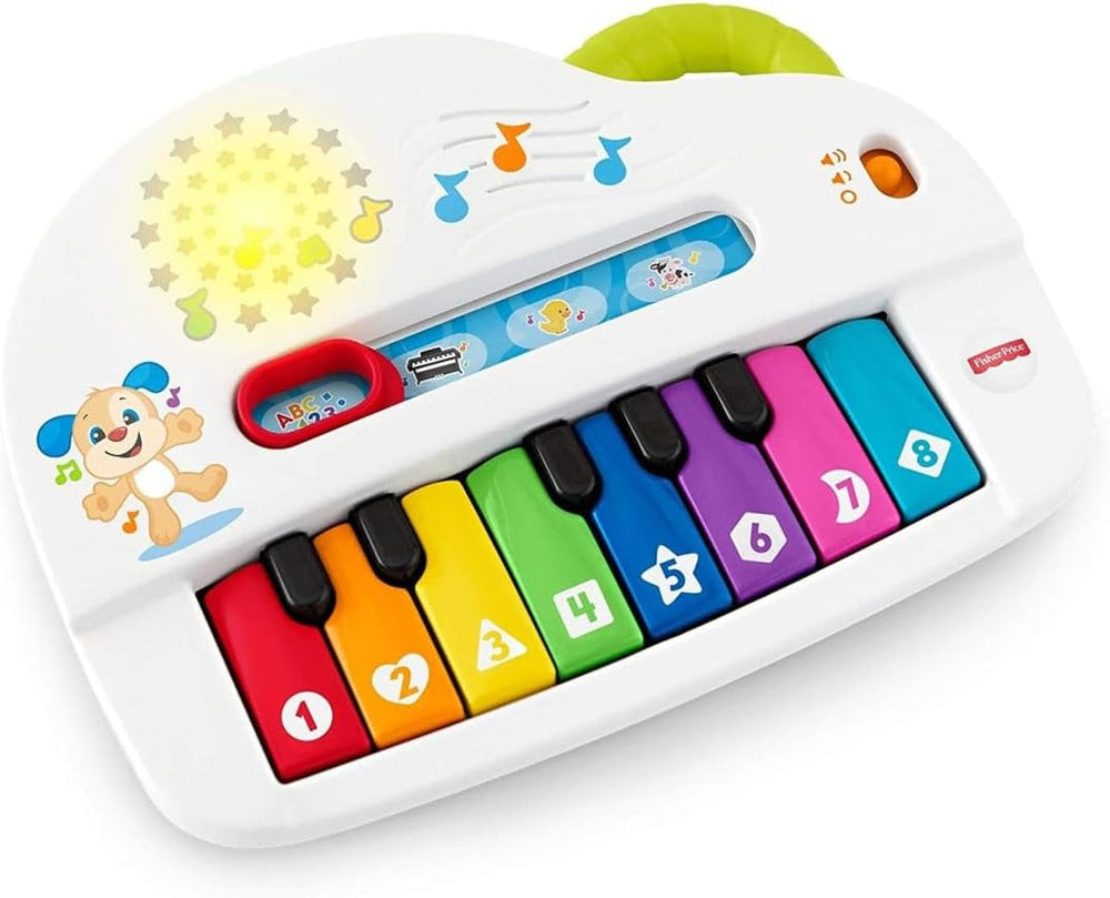 Fisher-Price Premier clavier pour bébé - piano jouet portable avec 4 options de lecture, chansons, lumières et sons, apprentissage ludique, version : UK-anglais , GFK04 Baby Toys Naty Shop