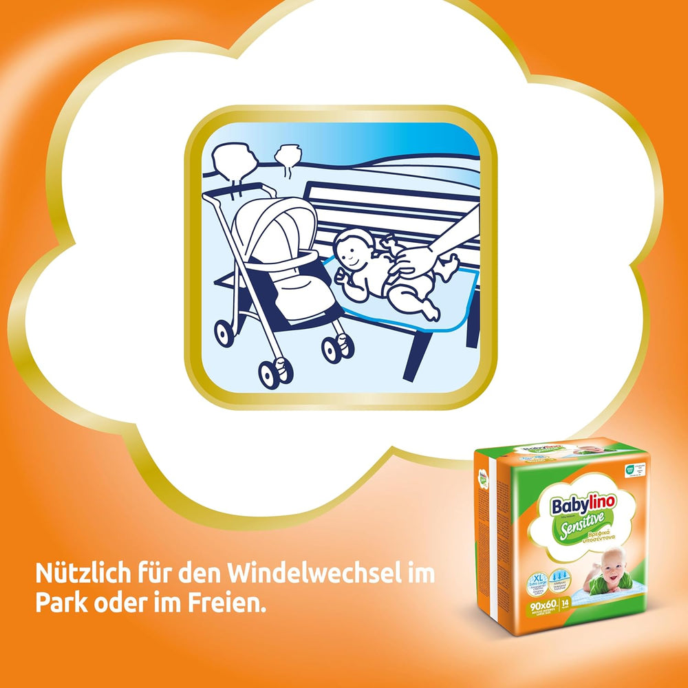 Lingettes humides sensibles, 90 x 60 cm, extra absorbantes, 14 pièces