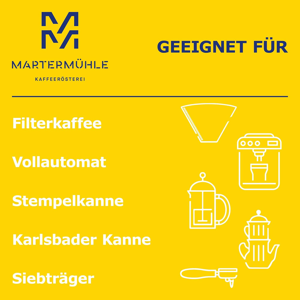 Martermühle Aßlinger Mischung Kaffeebohnen 1kg I Arabica I Saveurs : Haselnuss, Leichte Würze, Schokolade I Ganze Kaffee-Bohnen schonend geröstet, säurearm