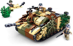 WWII - Deutscher Jagdpanzer (524 Teile), Spielset, Steckbausteine, mit Spielfigur, für Kinder ab 4 Jahren, Mehrfarbig