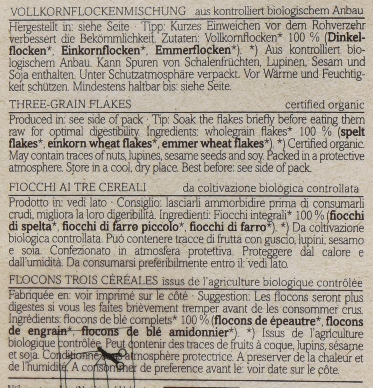 Flocons de céréales anciennes Verival - Bio, paquet de 6 (6 x 500 g)