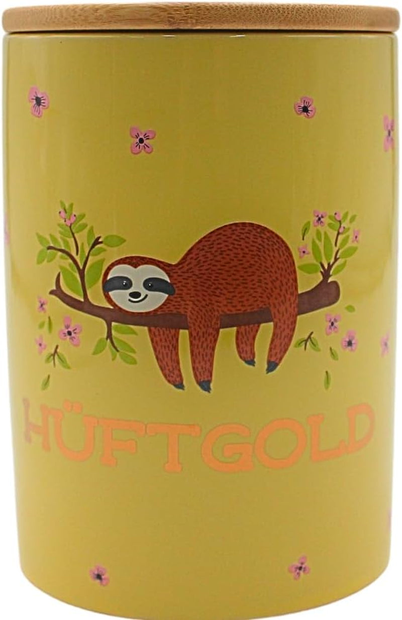 Dekohelden24 Boîte de rangement élégante en céramique/café/aliments frais/biscuit Hüftgold. La raison : paresseux. Dimensions : H/Ø 15,6 x 11 cm. Boîtes de conservation des aliments Naty Shop Leneș