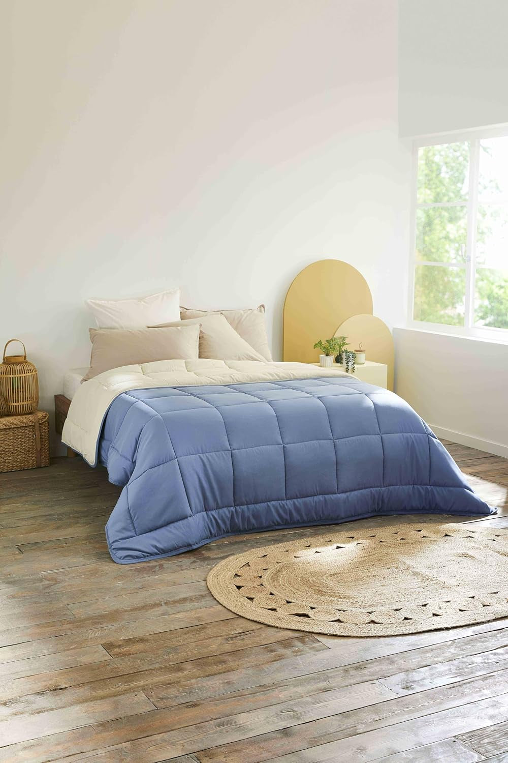 Couette naturelle Toison D'Or Silkydor, coton satiné 380, 240 X 280 cm, blanc Couettes et couettes Naty Shop Pétrole/mastic Complet Xl