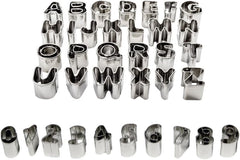 AN360 Assortiment d'emporte-pièces alphabet et chiffres en acier inoxydable 36 pièces en acier inoxydable argenté CM 2 x 2 x 2 cm 1 pièce