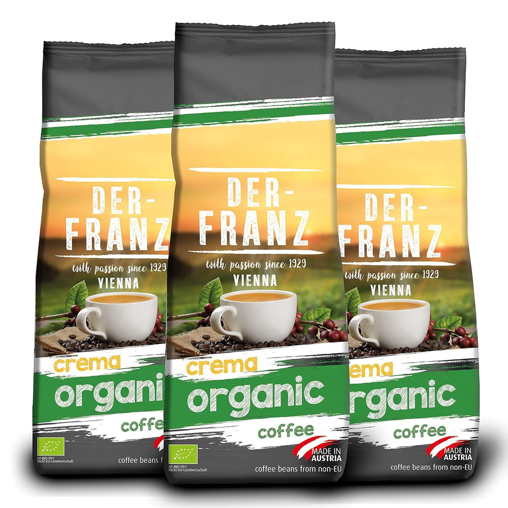 Der-Franz Espresso Organic Coffee, Intensitate 5/5, Arabica și Robusta organice, boabe întregi Cafea Naty Shop 3 x 500 grame Crema Bio