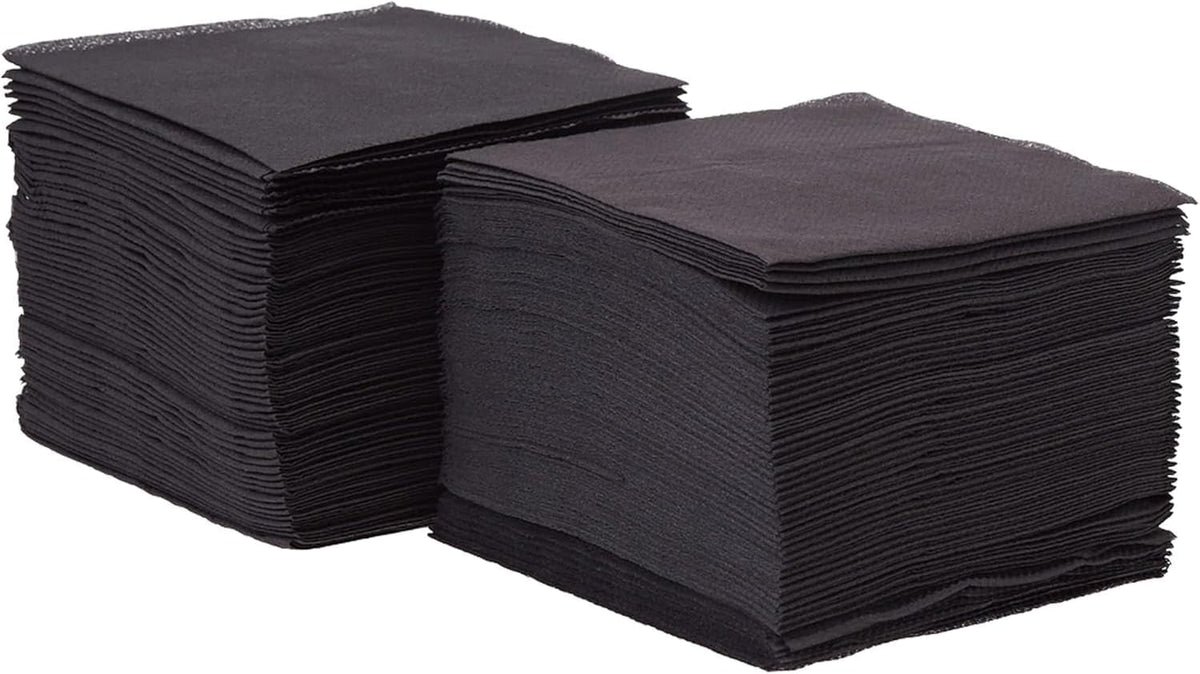 Saten Ser22104961 Cocktail, serviettes 20 X 20, 2 couches, pli 1/4, 100 serviettes, Punta-Punta, noir