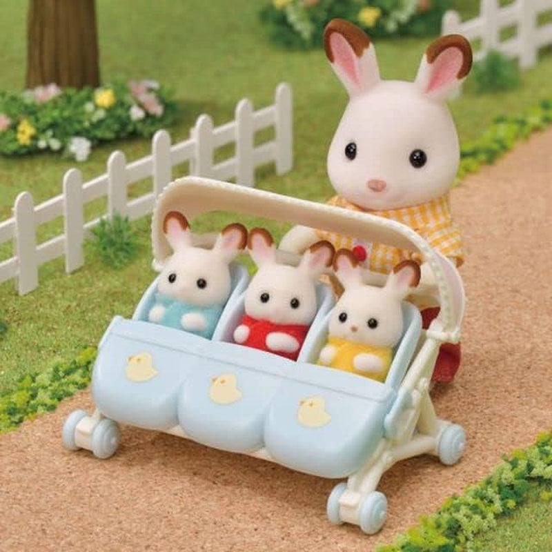 Sylvanian Families L5533 Poussette triplettes - Ensemble de jeu pour maison de poupée Naty Shop Dolls