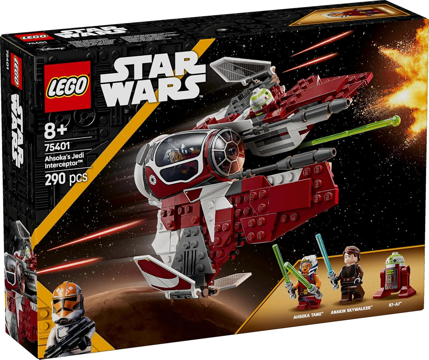 LEGO Star Wars 75401 L'intercepteur Jedi d'Ahsoka, Starfighter pour les fans de Clone Wars, figurines Ahsoka Tano et Anakin Skywalker avec sabres laser et R7-A7, pour garçons et filles à partir de 8 ans Jeux de construction Beuche den LEGO-Store