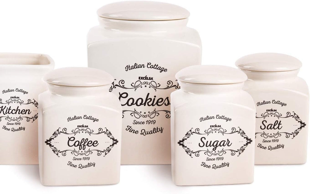 Boîte à biscuits Excelsa, céramique, blanc ivoire, Capacité : 3 litres Boîtes de conservation alimentaire Naty Shop