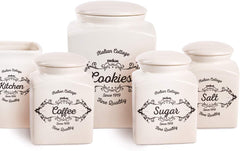 Boîte à biscuits Excelsa, céramique, blanc ivoire, Capacité : 3 litres Boîtes de conservation alimentaire Naty Shop