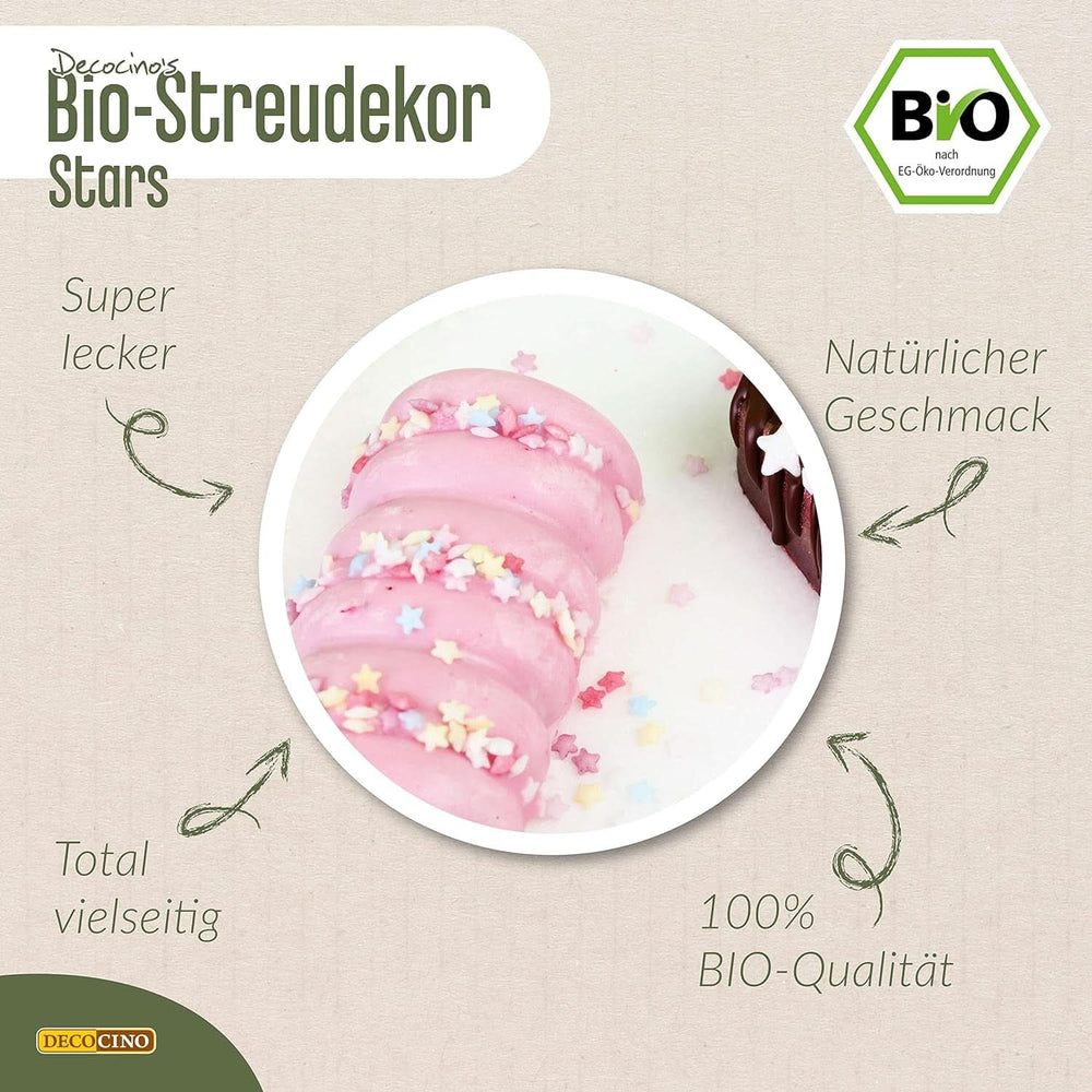 DECOCINO Sprinkle Étoiles Bio, 50 grammes Sprinkles Naty Shop