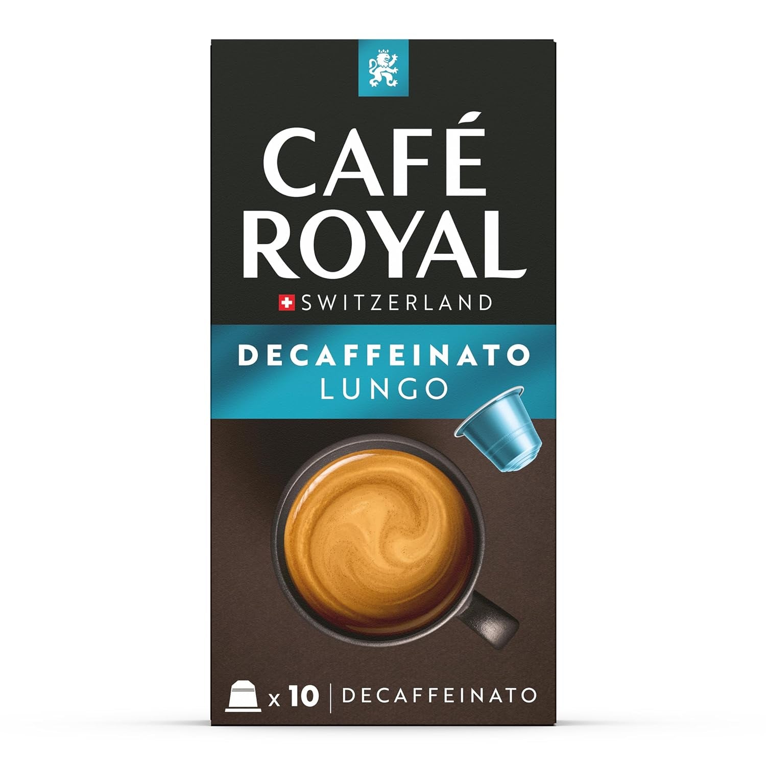 Café Royal Lungo Decaffeinato – Capsules de café compatibles Nespresso®, 100 % Arabica, Intensité 5/12, Rainforest Alliance, décaféiné, 100 capsules