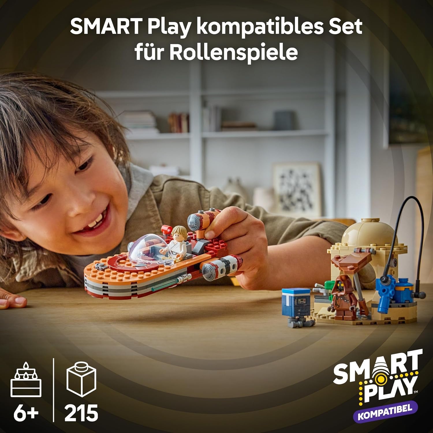 LEGO Star Wars 75420 SMART Play: Lukes Landspeeder - Kompatibles Interaktives Spielzeug inkl. SMART Tag und Luke Skywalker Minifigur - Geschenkidee für Jungen, Mädchen & Erwachsene Fans ab 6 Jahren
