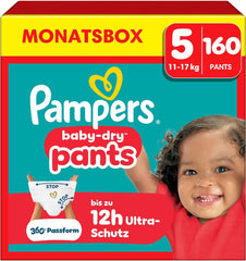 Pampers Baby-Dry Pants Größe 5, 160 Stück, 11kg-17kg, 360° auslaufsichere Fit pour le jour et la nuit
