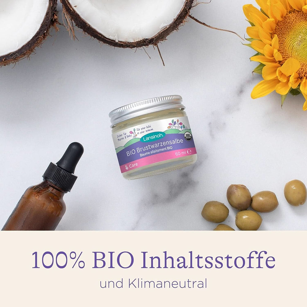 Lansinoh BIO Brustwarzensalbe, 60 Ml - Natürliche Pflege Empfindlicher Brustwarzen Und Trockener Haut - Klimaneutral Accessoires Alimentation et Allaitement Baby Naty Shop