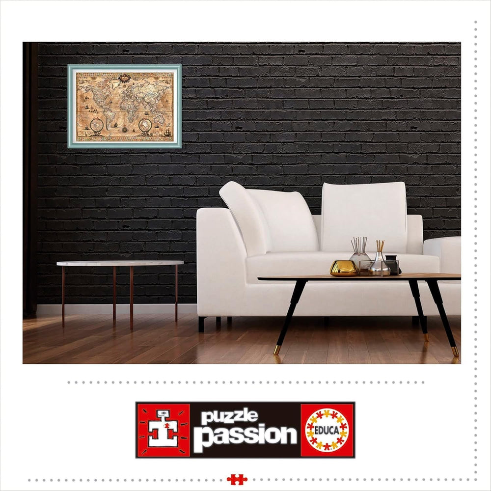 Educa - Puzzle 1000 pièces pour adultes | Ancienne carte du monde, puzzle 1000 pièces pour adultes et enfants à partir de 14 ans, carte (15159) Puzzle Naty Shop