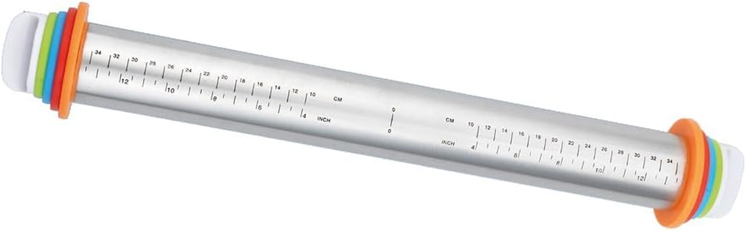 Maximex Rouleau à pâtisserie avec entretoises, acier inoxydable - Rouleau à pâtisserie en acier inoxydable avec entretoises amovibles, acier inoxydable résistant à la rouille, 4,5-6,5 x 43 x 4,5-6,5 cm, argent mat