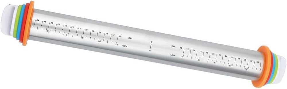 Maximex Rouleau à pâtisserie avec entretoises, acier inoxydable - Rouleau à pâtisserie en acier inoxydable avec entretoises amovibles, acier inoxydable résistant à la rouille, 4,5-6,5 x 43 x 4,5-6,5 cm, argent mat