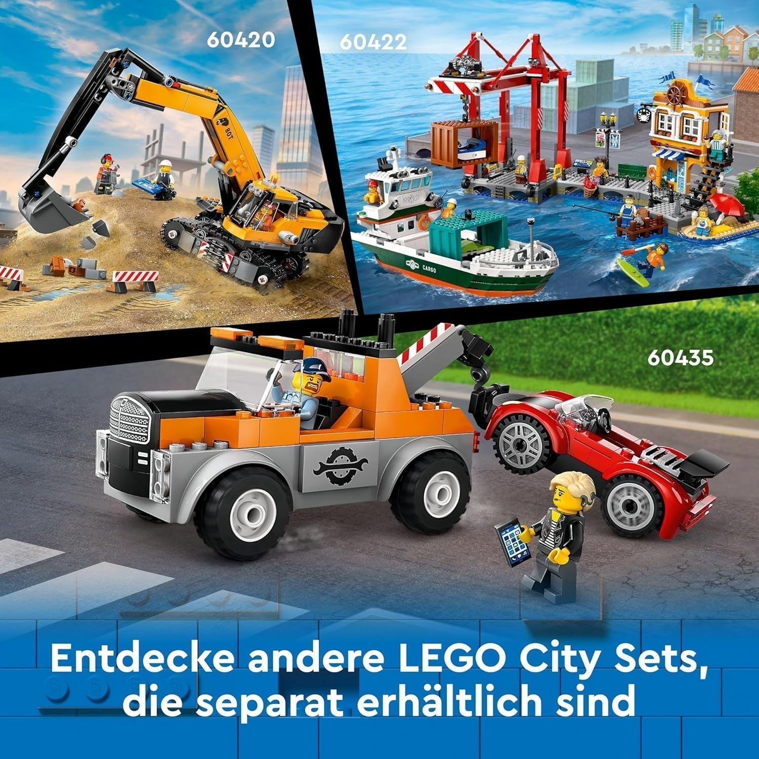 Port LEGO City avec cargo, jouet de construction pour garçons et filles à partir de 8 ans, idée cadeau pour enfants, grue à conteneurs, bateau jouet et 8 figurines 60422 Jeux de construction Besuche den LEGO-Store