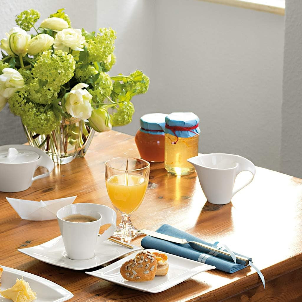 Villeroy & Boch NewWave pot à lait, brique de lait avec poignée courbée, porcelaine premium, passe au lave-vaisselle et au micro-ondes, blanc, 200 ml