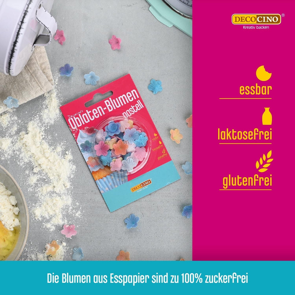 DECOCINO Oblaten-Blumen Pastel - Essbare Blüten Aus Esspapier, Ideal Zum Dekorieren Von Hochzeits-Torten, Geburtstags-Kuchen, Cupcakes Uvm. Vernis et Décor Naty Shop