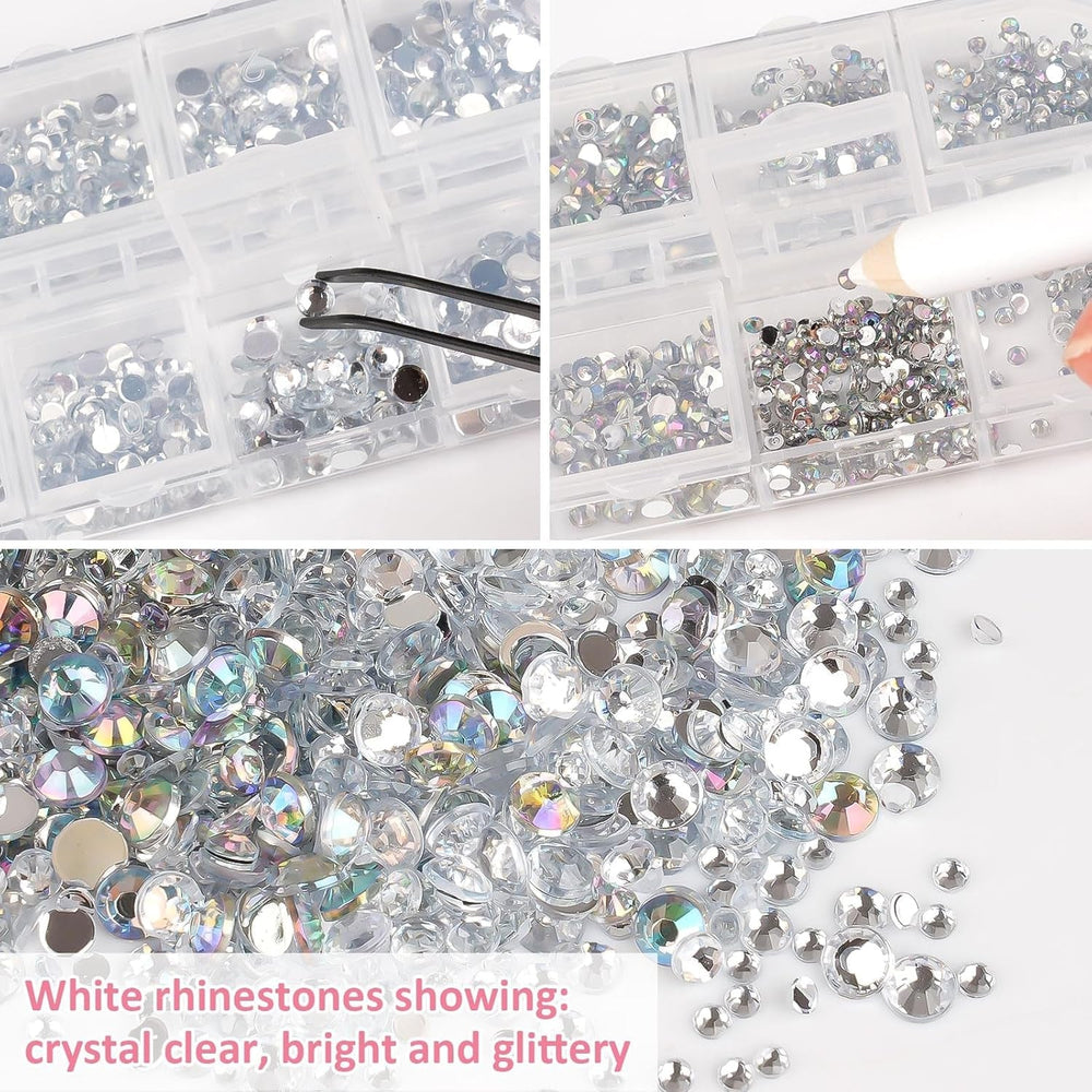 5820 Stück Strasssteine ​​​​Nägel, Glitzersteine ​​​​Nägel Und Halbrunde Perlen, AB Kristall Strass, Flatback Nagel Steine ​​​​Mit Pinzette Und Stift Für Nagel/Diy (Plus de tailles et de couleurs)