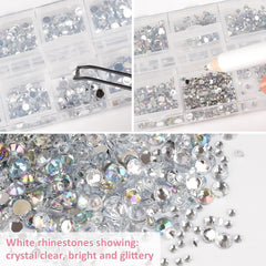 5820 Stück Strasssteine ​​​​Nägel, Glitzersteine ​​​​Nägel Und Halbrunde Perlen, AB Kristall Strass, Flatback Nagel Steine ​​​​Mit Pinzette Und Stift Für Nagel/Diy (Plus de tailles et de couleurs)