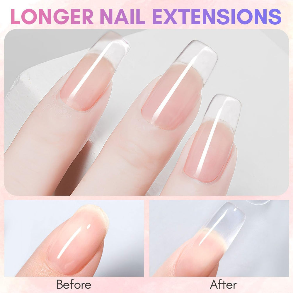 Makartt Poly Nail Extension Gel - 50 ML Extension Builder Acrylique Poly Nail Aufbaugel Extender Gel pour Gel Nägel pour Nagelverlängerung, Nagelstärkung, Nail Art Décoration(Transparent)