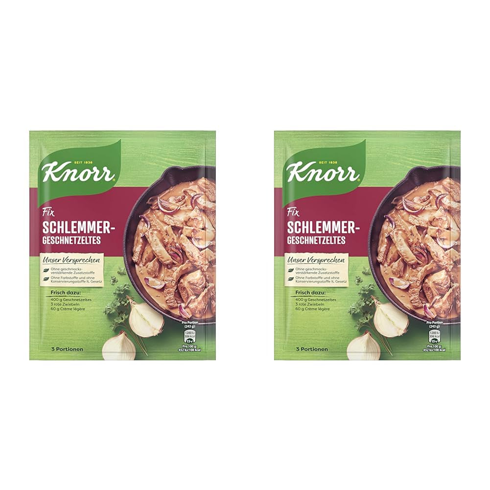 Knorr Fix Würzmischung Schlemmer-Geschnetzeltes für ein leckeres Fleischgericht sans geschmacksverstärkende Zusatzstoffe 43 g 1 pièce