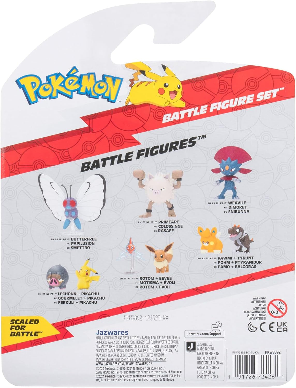 Pokémon PKW3892 - Ensemble de figurines de combat - Raupy, Wuffels, Elektek, Ensemble de figurines officiel Figurines Naty Shop