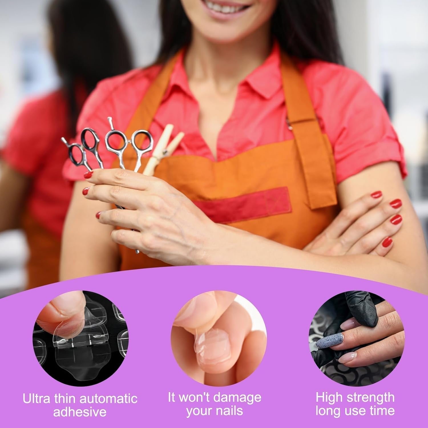 240 pièces de tampons de colle à ongles, feuille adhésive pour faux ongles, 10 feuilles d'autocollants double face transparents, respirants et super collants (gelée en gel) pour manucure et ongles artificiels, y compris un kit de manucure