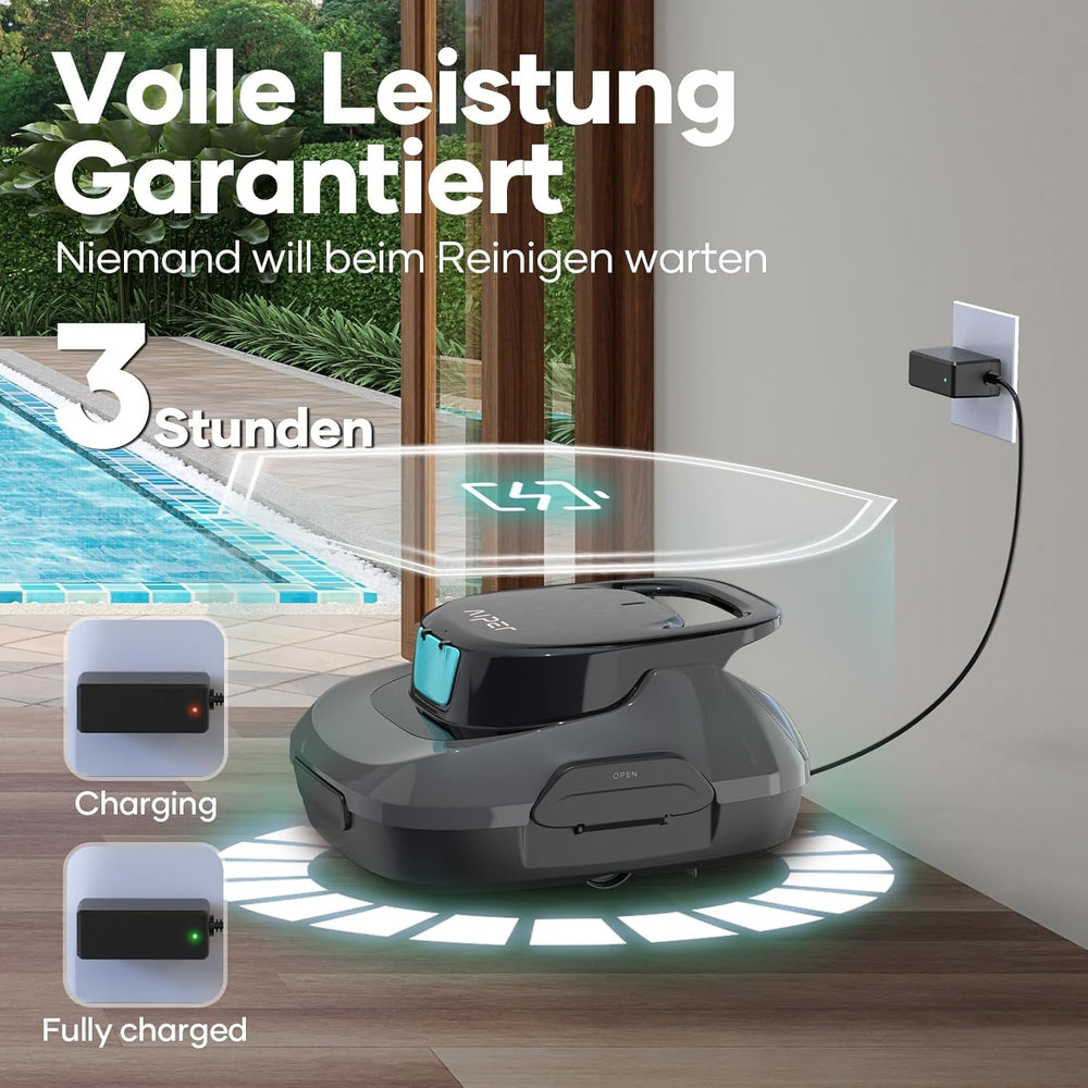 AIPER Scuba SE Robot de piscine, nettoyeur de piscine sans fil avec batterie, temps de nettoyage de 90 minutes, nettoyage automatique avec fonction d'auto-stationnement, nettoyeur de piscine léger, idéal pour les piscines à fond plat