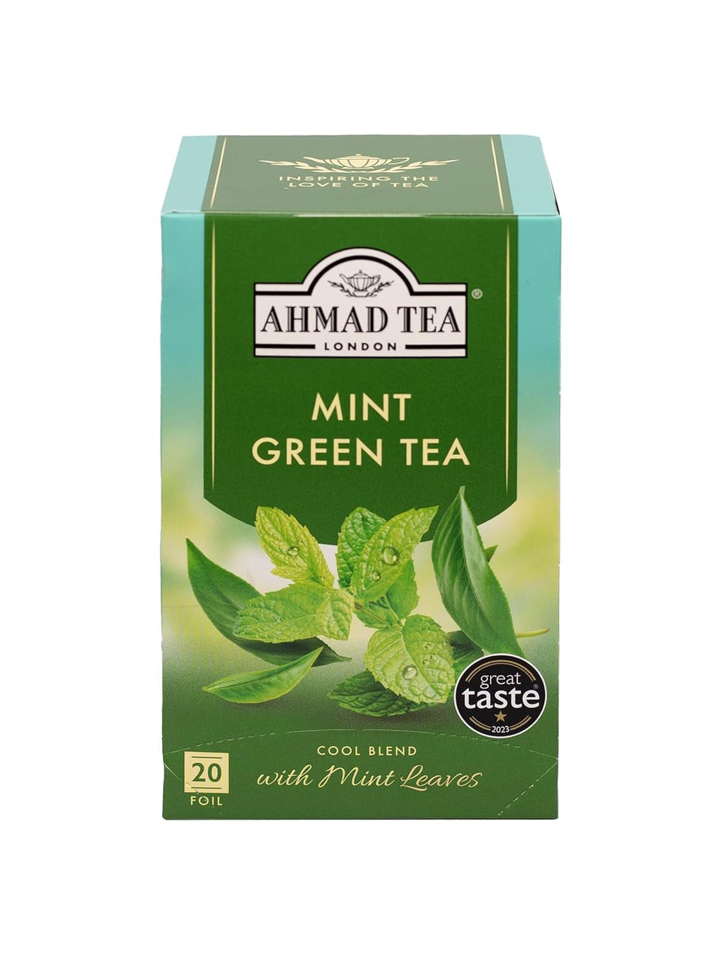 Ahmad Tea - Thé vert - Sachets de thé scellés emballés individuellement contenant 2 g de thé par portion - 20 sachets de thé avec ruban adhésif