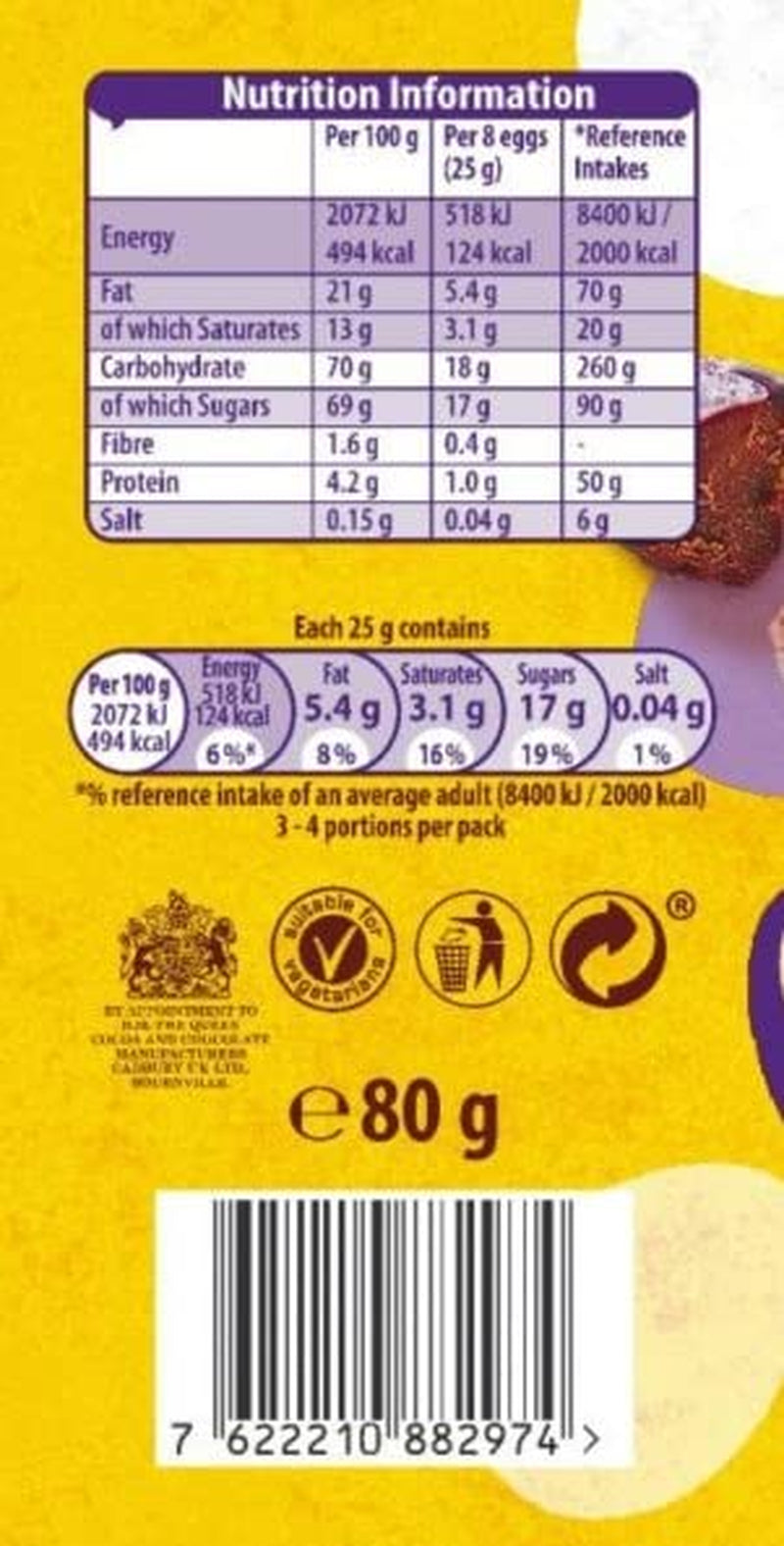 Sachet solide de petits œufs en chocolat (80g) dans un plateau de sucre croquant (Easter Forms)