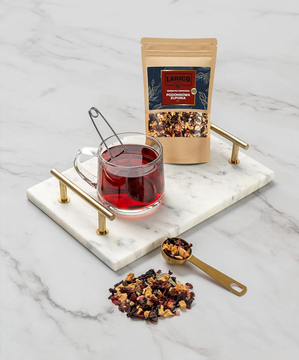 Larico Tea Ceai natural de fructe Früchtchen Mix Căpșuni sălbatice Euphorie 50 g/Ceai de calitate superioară vrac/Ceai natural vrac
