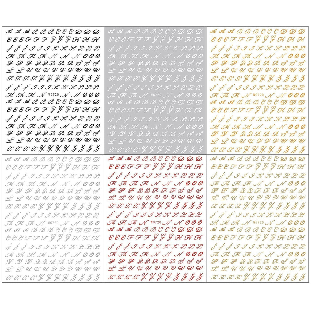6 Blatt Nagelsticker Alte Alphabetzahlen Nagelaufkleber Selbstklebend Alte Briefe Nail Art Sticker Dekoration Nageldesign Zubehör